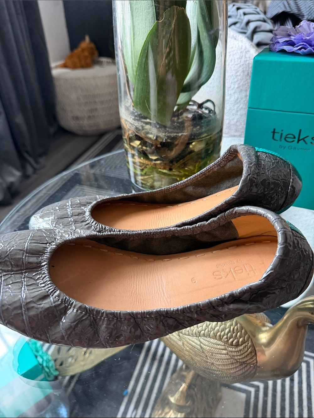 Tieks Slate Gray Croc-Embossed Ballet Flats - Picture 5 of 10